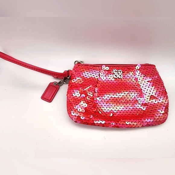 Coach pretty pink sequin wristlet like new! - Picture 8 of 9